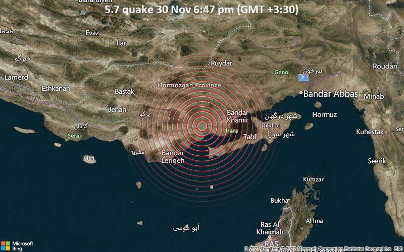 5.7 quake 30 Nov 6:47 pm (GMT +3:30)