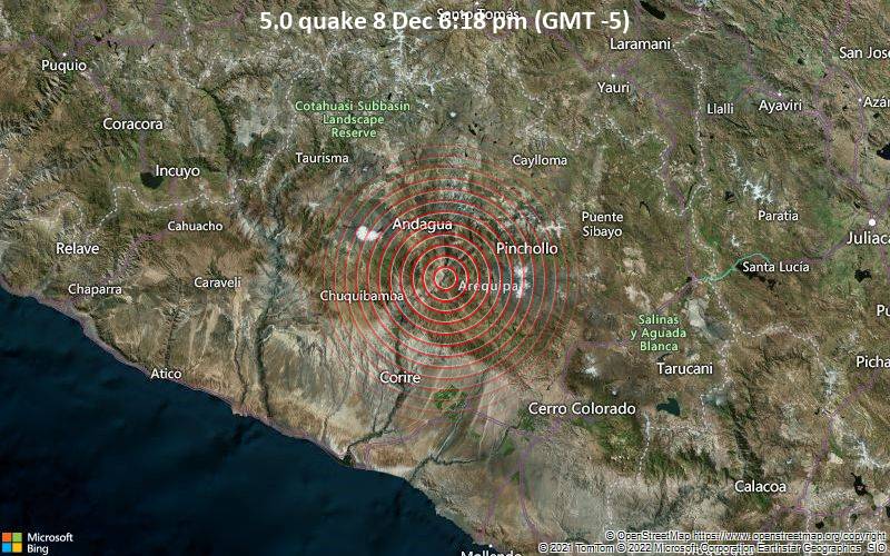 5.0 quake 8 Dec 6:18 pm (GMT -5)