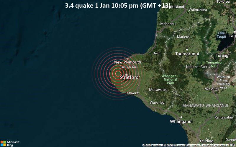 3.4 earthquake January 1 22:05 (GMT +13)