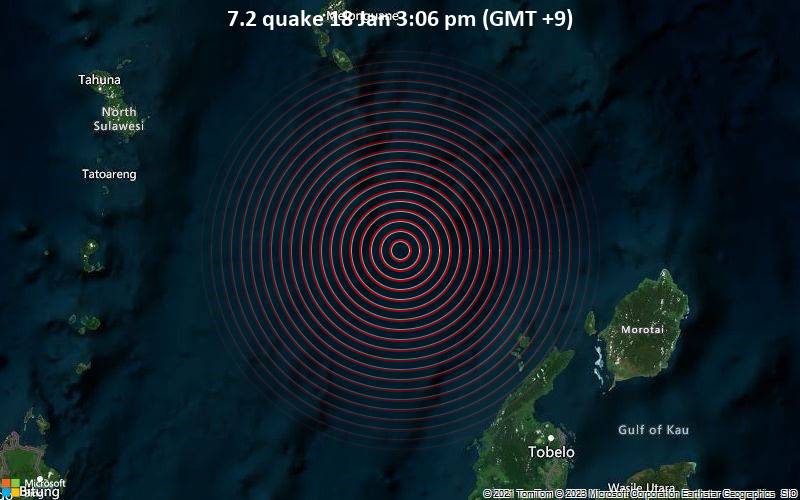 7,2 deprem 18 Ocak 15:06 (GMT +9)