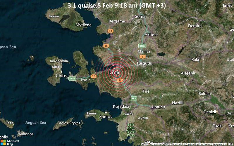 3.1 quake 5 Feb 9:18 am (GMT +3)