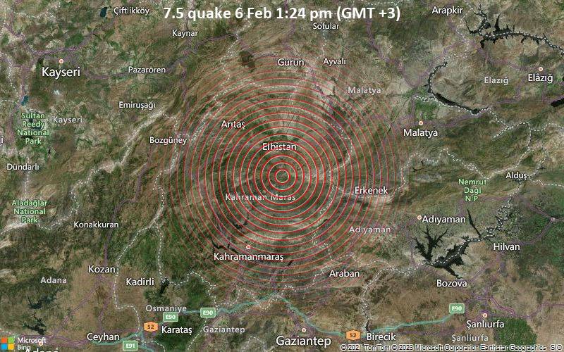7.5 quake 6 Feb 1:24 pm (GMT +3)