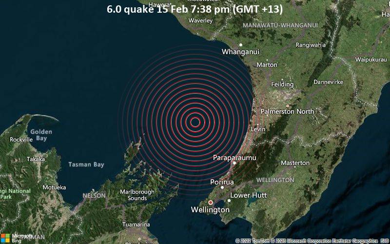 6.0 quake 15 Feb 7:38 pm (GMT +13)