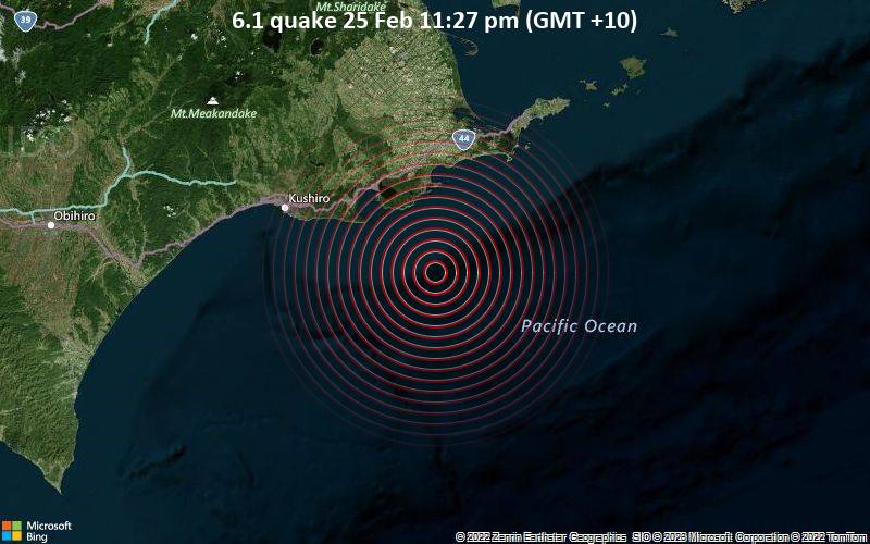 6.1 quake 25 Feb 11:27 pm (GMT +10)