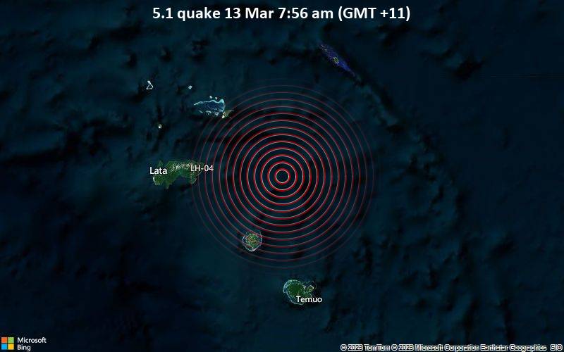 5.1 quake 13 Mar 7:56 am (GMT +11)