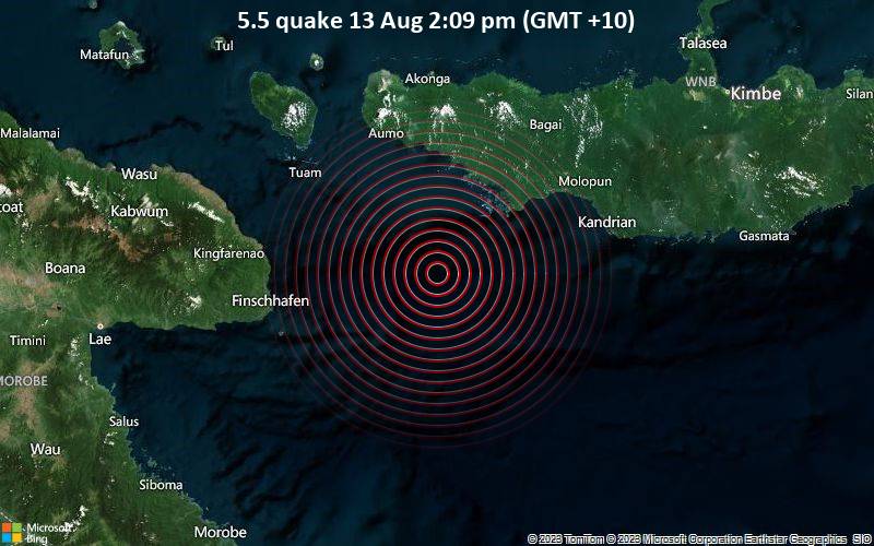 5.5 earthquake 13 Aug 2:09 (GMT +10)