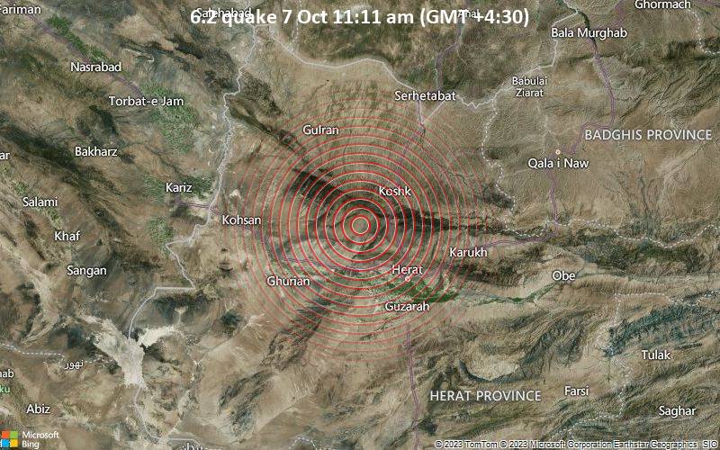 6.2 quake 7 Oct 11:11 am (GMT +4:30)