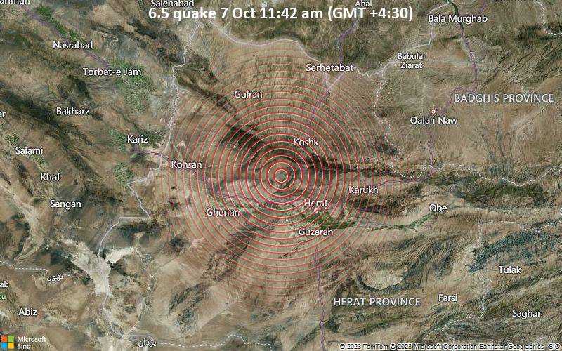 6.5 quake 7 Oct 11:42 am (GMT +4:30)
