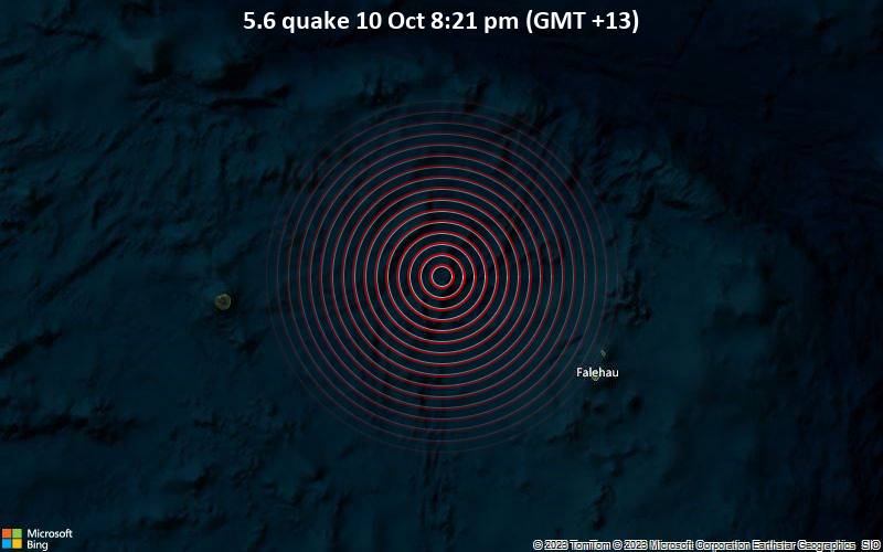 Gempa berkekuatan 5,6 SR 10 Oktober 20:21 (GMT +13)