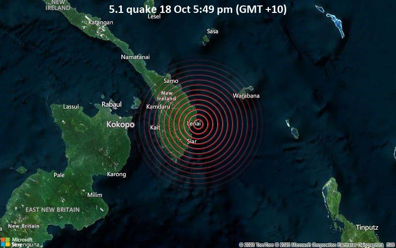 5.1 Trzęsienie ziemi 18 października, 17:49 (GMT +10)