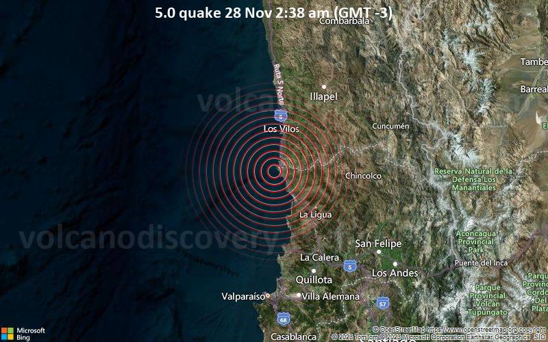 5.0 quake 28 Nov 2:38 am (GMT -3)