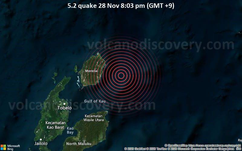 5.2 quake 28 Nov 8:03 pm (GMT +9)