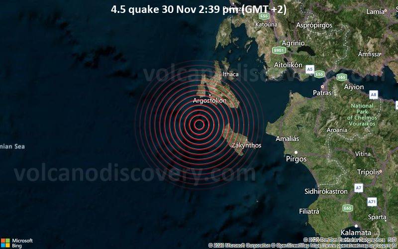 4.5 quake 30 Nov 2:39 pm (GMT +2)