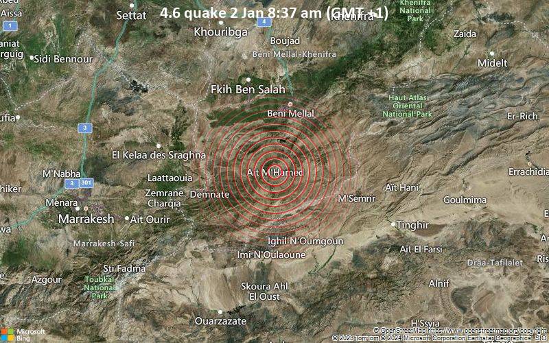 Séisme de magnitude 4,6 le 2 janvier à 8h37 (GMT +1)