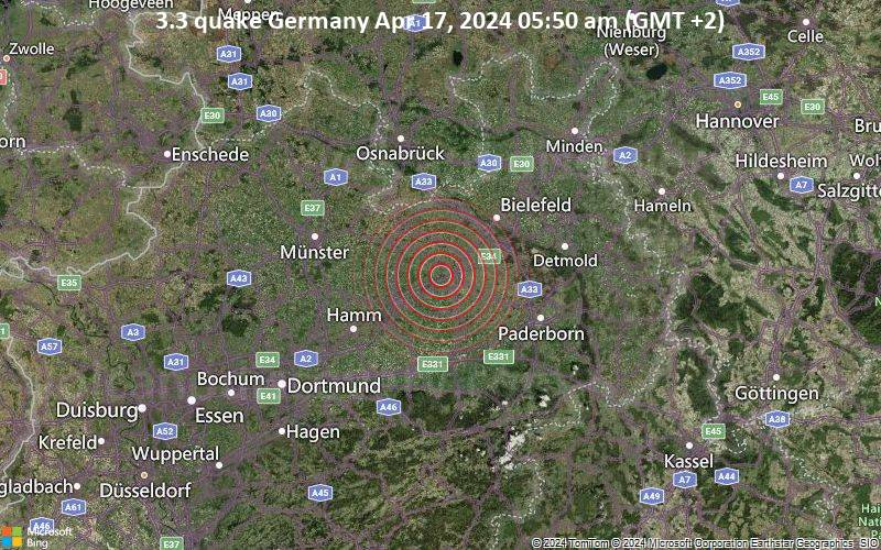 Leichtes Erdbeben der Stärke 3.3 - Germany am Mittwoch, 17. April 2024, um 05:50 (GMT +2)