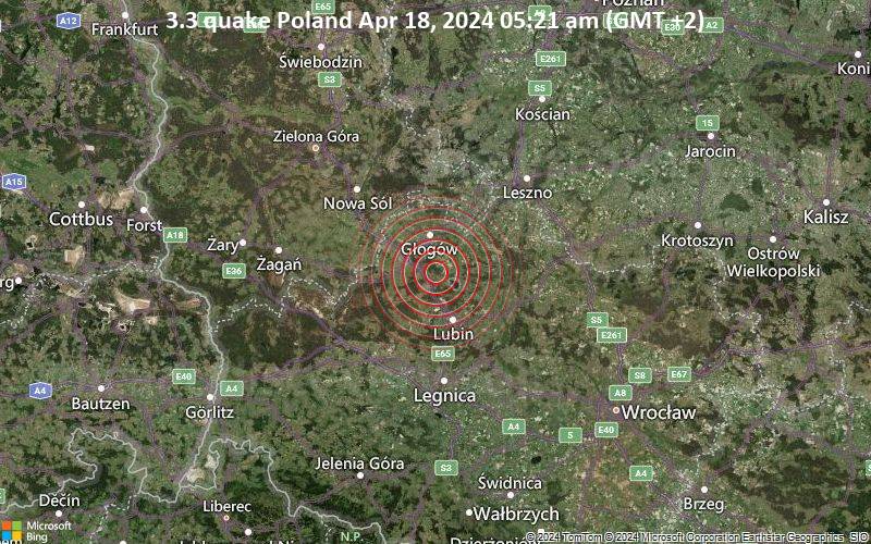 Leichtes Erdbeben der Stärke 3.3 - Poland am Donnerstag, 18. April 2024, um 05:21 (GMT +2)