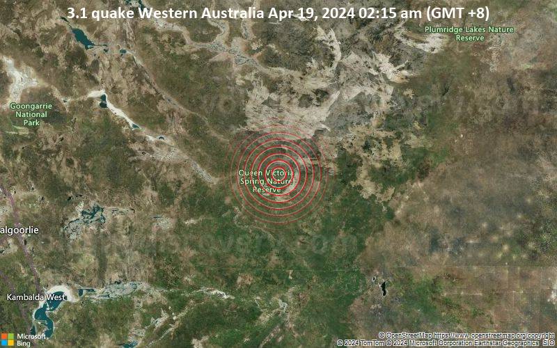 Leichtes Erdbeben der Stärke 3.1 - Western Australia am Freitag, 19. April 2024, um 02:15 (GMT +8)