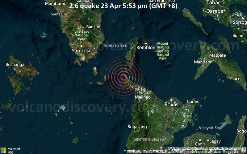 Sehr schwaches Beben Stärke 2.6 - Philippines: 007 km N 23° W of Malay (Aklan) am Dienstag, 23. April 2024, um 17:53 (GMT +8)