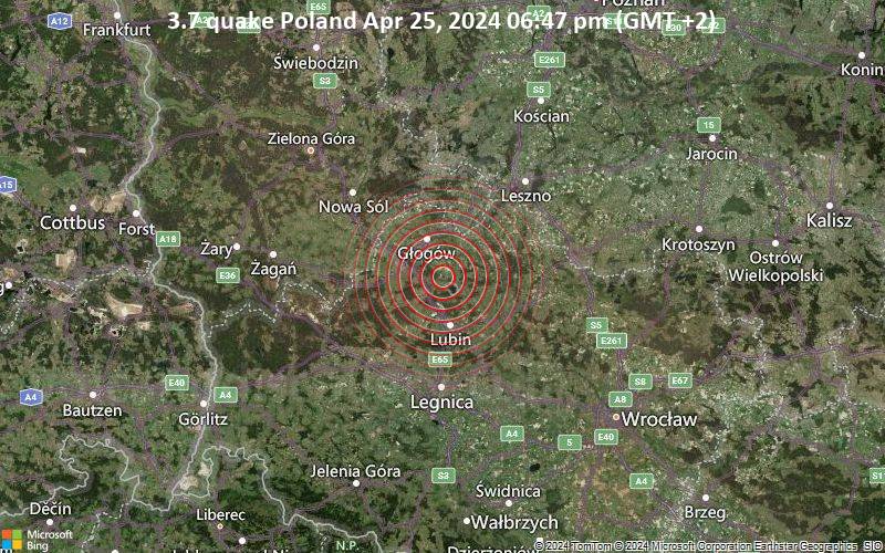 Leichtes Erdbeben der Stärke 3.7 - Poland am Donnerstag, 25. April 2024, um 18:47 (GMT +2)