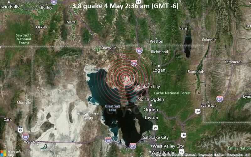 Moderates Erdbeben der Stärke 3.8 - 16 km SW of Thatcher, Utah, am Samstag,  4. Mai 2024, um 02:36 (GMT -6)