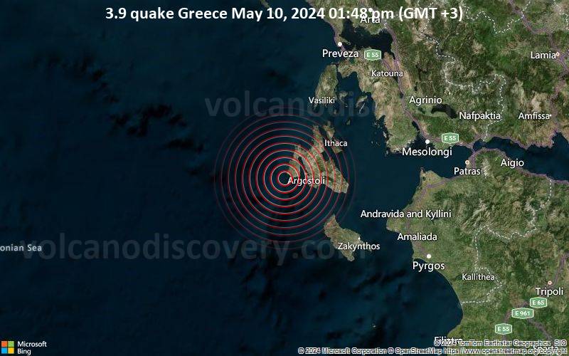 Moderates Erdbeben der Stärke 3.9 - Greece am Freitag, 10. Mai 2024, um 13:48 (GMT +3)