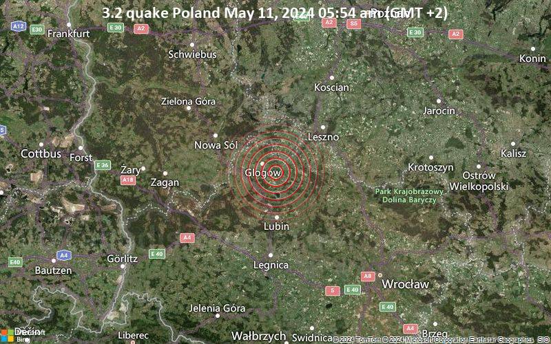 Leichtes Erdbeben der Stärke 3.2 - Poland am Samstag, 11. Mai 2024, um 05:54 (GMT +2)
