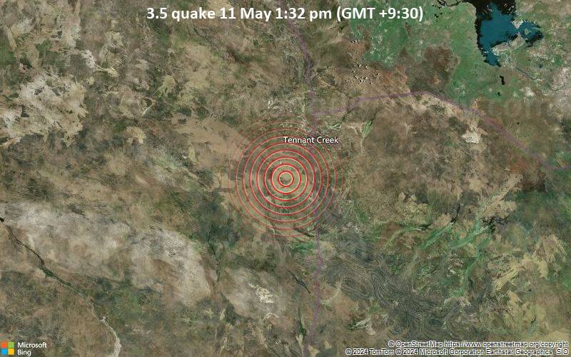 Leichtes Erdbeben der Stärke 3.5 - Northern Territory, Australia, am Samstag, 11. Mai 2024, um 13:32 (Darwin Zeit)