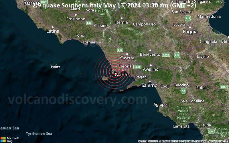 Leichtes Erdbeben der Stärke 2.9 - Southern Italy am Montag, 13. Mai 2024, um 03:30 (GMT +2)