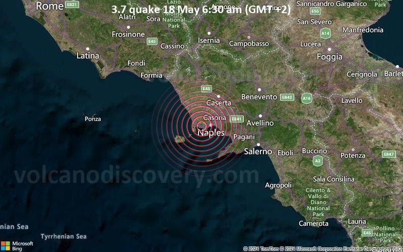 Leichtes Erdbeben der Stärke 3.7 - 10.4 km westlich von Napoli, Neapel, Kampanien, Italien, am Samstag, 18. Mai 2024, um 06:30 (GMT +2)
