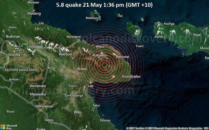 5.8 quake 21 May 1:36 pm (GMT +10)