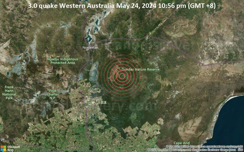 Leichtes Erdbeben der Stärke 3.0 - Western Australia am Freitag, 24. Mai 2024, um 22:56 (GMT +8)