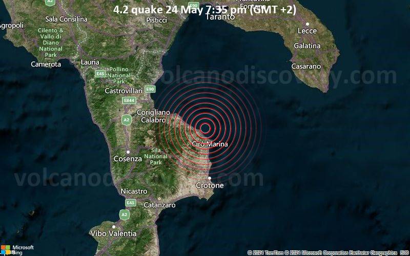 Moderates Erdbeben der Stärke 4.2 - Southern Italy am Freitag, 24. Mai 2024, um 19:35 (GMT +2)