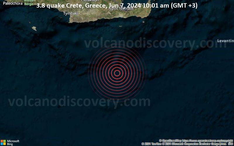 Leichtes Erdbeben der Stärke 3.8 - Crete, Greece, am Freitag,  7. Juni 2024, um 10:01 (GMT +3)