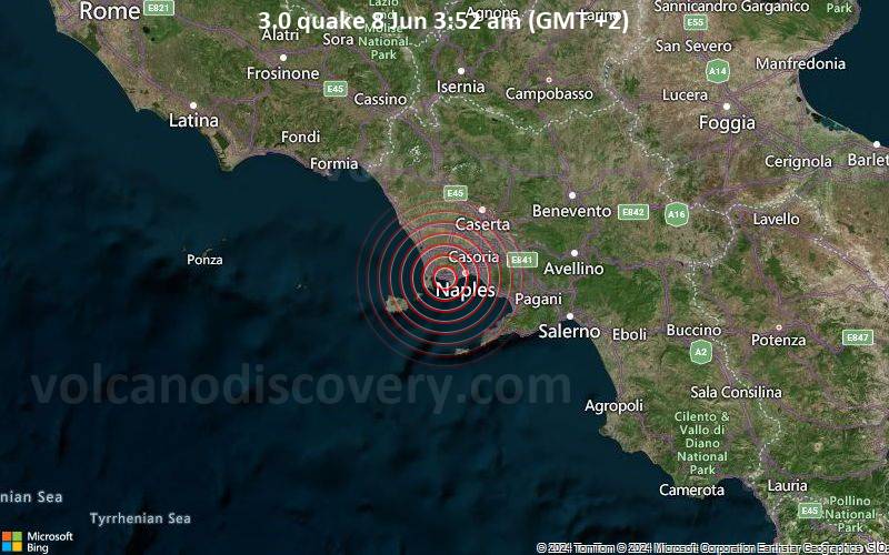 Leichtes Erdbeben der Stärke 3.0 - 10.7 km westlich von Napoli, Neapel, Kampanien, Italien, am Samstag,  8. Juni 2024, um 03:52 (Rome Zeit)