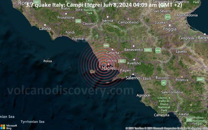3.7 quake Italy: Campi Flegrei Jun 8, 2024 04:09 am (GMT +2)