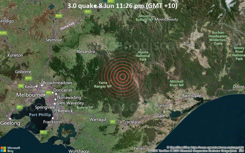 3.0 quake 8 Jun 11:26 pm (GMT +10)