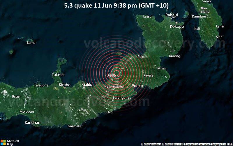 5.3 quake 11 Jun 9:38 pm (GMT +10)