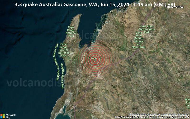 Leichtes Erdbeben der Stärke 3.3 - Australia: Gascoyne, WA, am Samstag, 15. Juni 2024, um 11:19 (GMT +8)