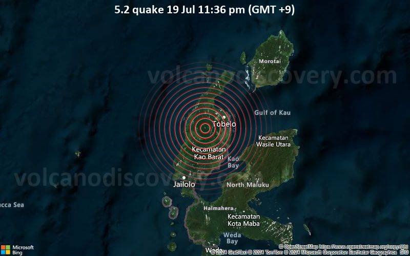 Gempa berkekuatan 5,2 SR mengguncang dekat Ternate, Maluku Utara, Indonesia