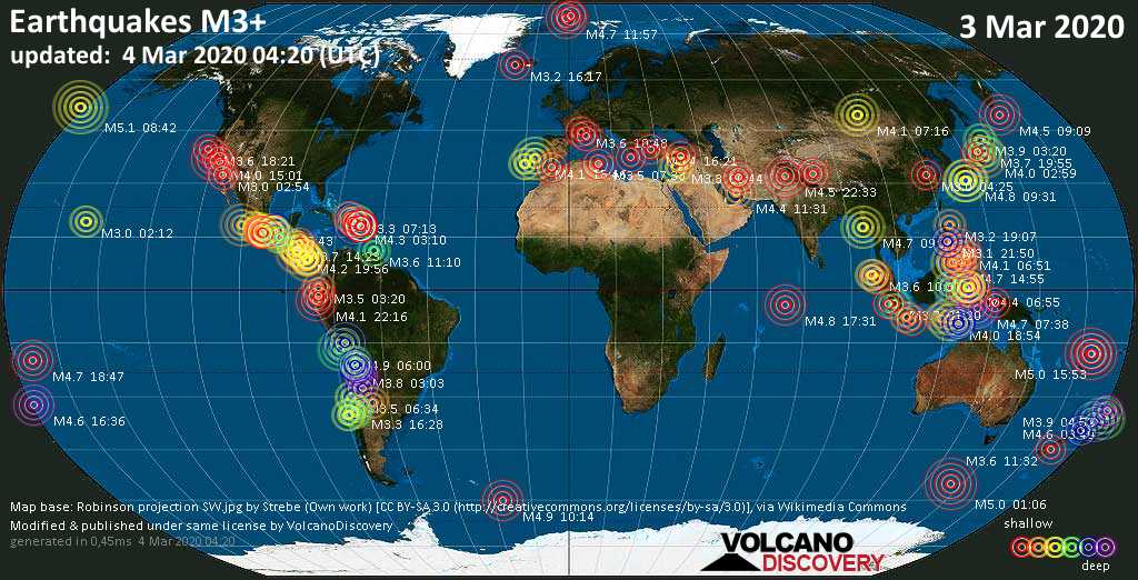 Earthquake Report World Wide For Tuesday 3 March Volcanodiscovery