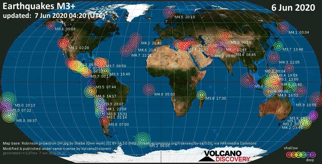 Terremoti Nel Mondo Rapporto Sismico Per Sábbato 6 Giugno 2020 2740