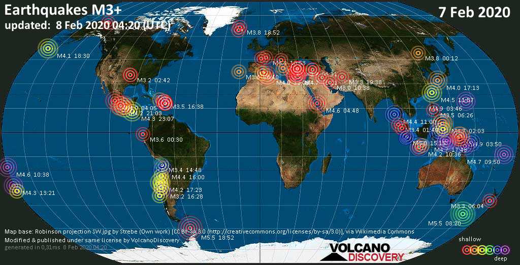 Terremoti Nel Mondo Rapporto Sismico Per Venerdí 7 Febbraio 2020 5478