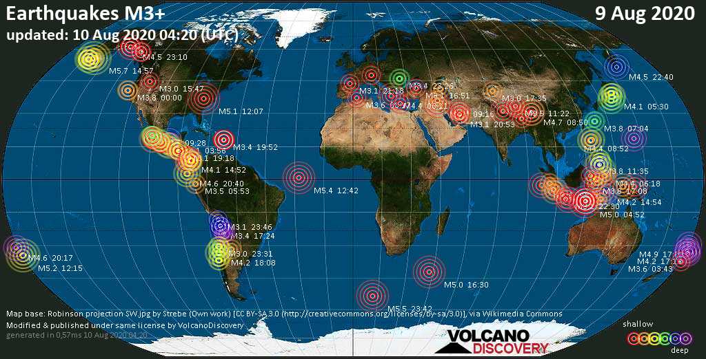 World Earthquake Report For Sunday 9 August Volcanodiscovery