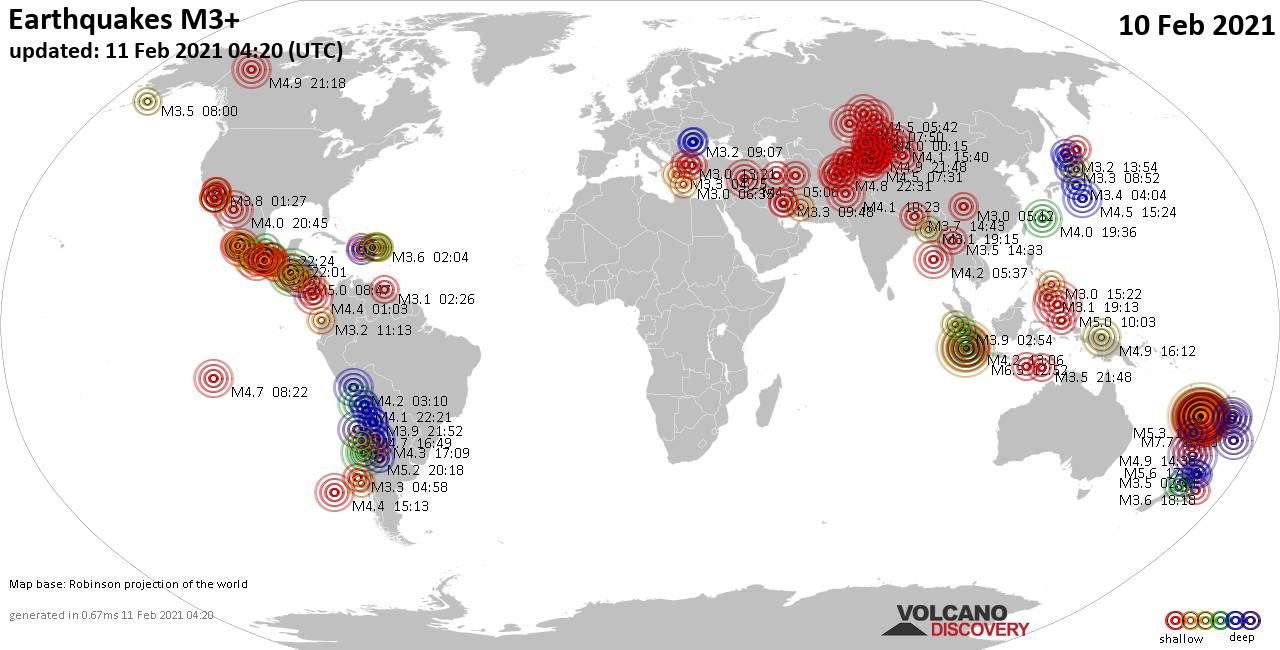Terremoti Nel Mondo Rapporto Sismico Per Mercoledí 10 Febbraio 2021 3559