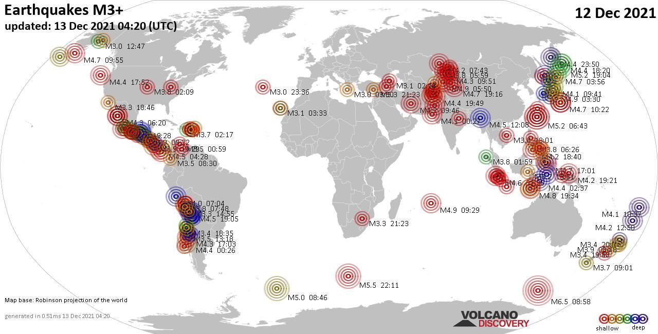 Terremoti Nel Mondo Rapporto Sismico Per Domenica 12 Dicembre 2021 Volcanodiscovery 7715