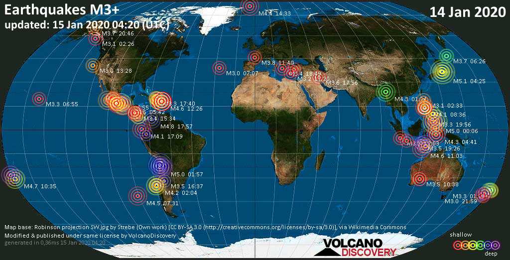 Terremoti Nel Mondo Rapporto Sismico Per Martedí 14 Gennaio 2020 1741