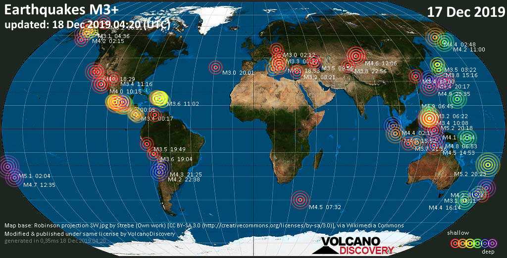 Terremoti Nel Mondo Rapporto Sismico Per Sábbato 21 Dicembre 2019 Volcanodiscovery 4047