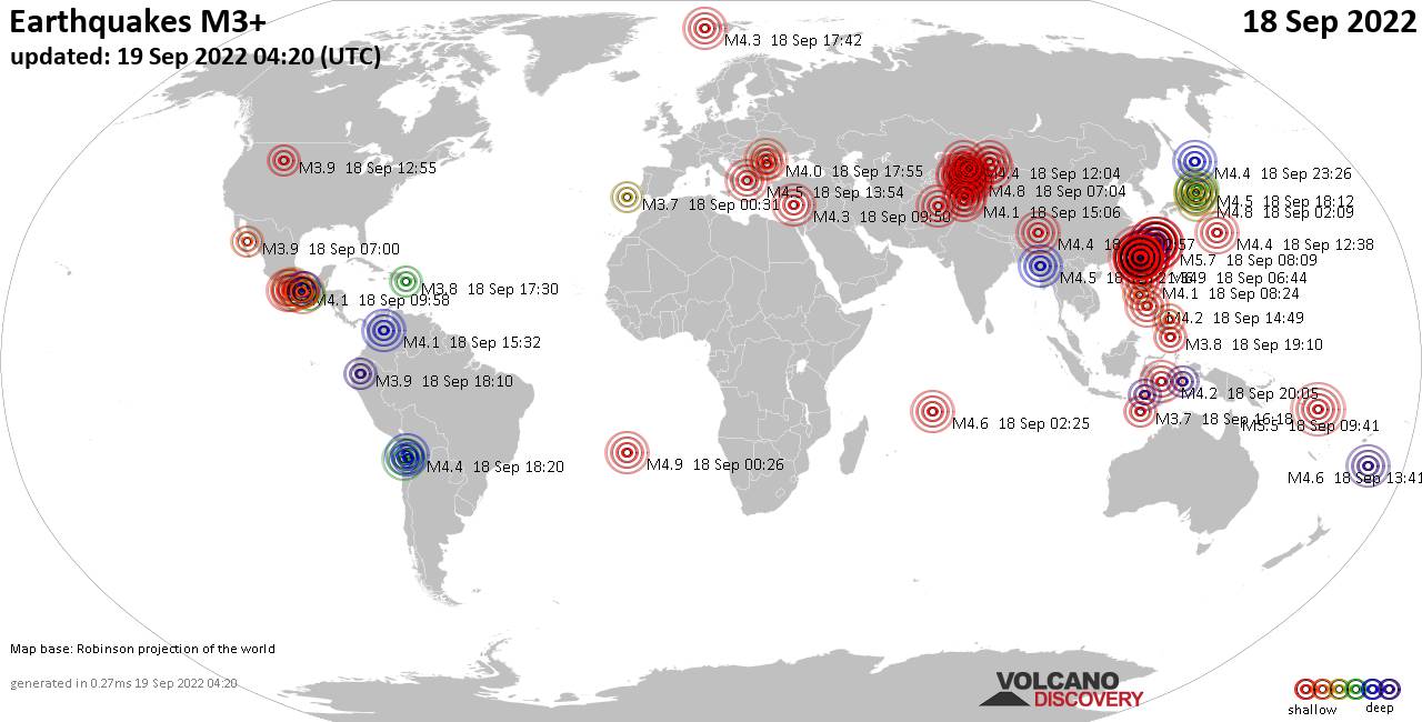 World Earthquake Report For Sunday 18 September 2022   Quakes 18092022 