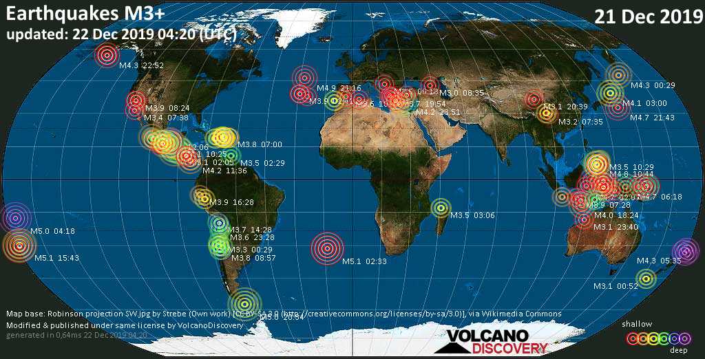 Terremoti Nel Mondo Rapporto Sismico Per Sábbato 21 Dicembre 2019 Volcanodiscovery 9603