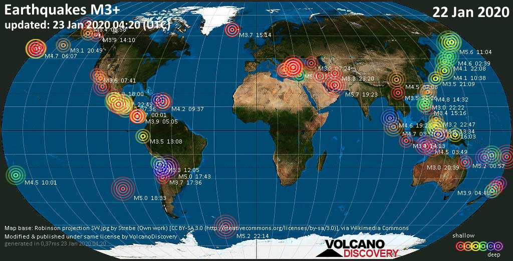 Terremoti Nel Mondo Rapporto Sismico Per Mercoledí 22 Gennaio 2020 6763